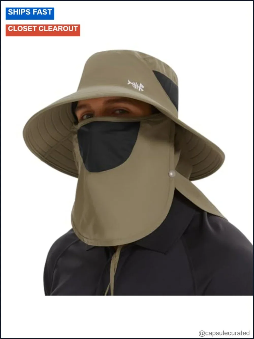 UPF 50+ Sun Hat Wide Brim with Removable Face Cover Neck Flap